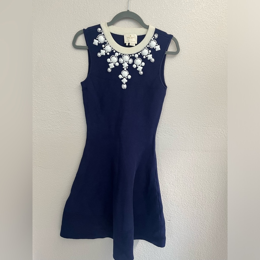 Kate Spade Delilah Sweater Dress Cotton Cashmere Embellished Beads Size Small